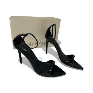Tony Bianco Martini Black Patent Leather Ankle-Strap Stiletto Sandal US 9.5 EU40
